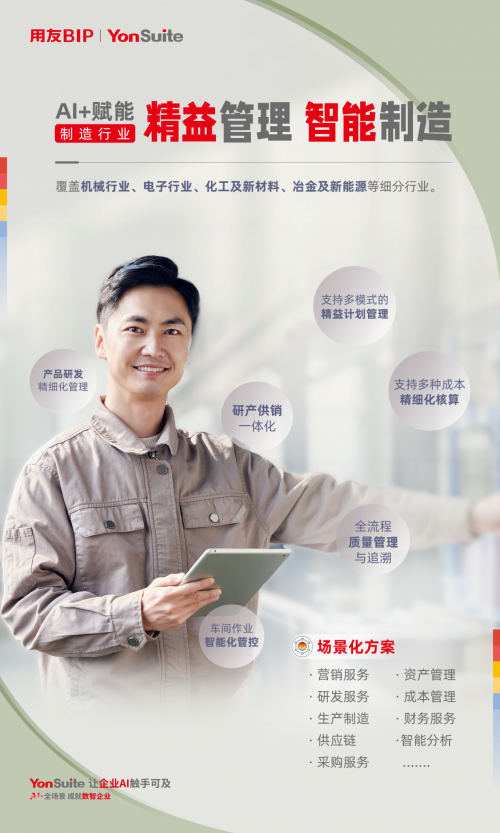 YonSuite 破解制造“痛點”：YonSuite以AI+驅動精益管理與智能制造落地
